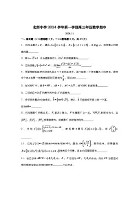 上海市上海财经大学附属北郊高级中学2024-2025学年高三上学期期中考试数学试题