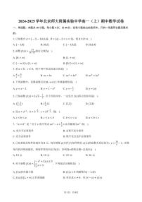 2024～2025学年北京师大附属实验中学高一(上)期中数学试卷(含答案)