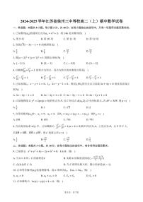2024～2025学年江苏省徐州三中等校高二(上)期中数学试卷(含答案)