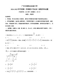 精品解析：广东省广州市番禺区实验中学2024-2025学年高二上学期期中考试数学试题