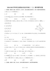 2024～2025学年河北省保定市定州市高二(上)期中数学试卷(含答案)