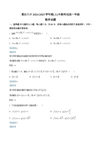 重庆市第八中学校2024-2025学年高一上学期期中考试数学试题  含解析