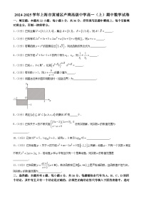 上海市黄浦区卢湾高级中学2024-2025学年高一上学期期中考试数学试卷