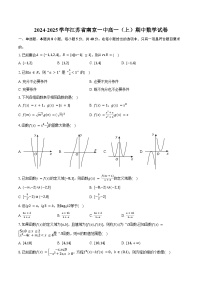 2024-2025学年江苏省南京一中高一（上）期中数学试卷（含答案）