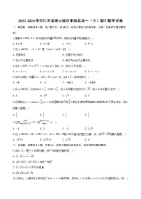 2023-2024学年江苏省连云港市东海县高一（下）期中数学试卷（含答案）