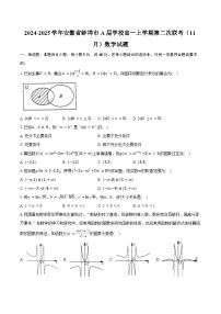 2024-2025学年安徽省蚌埠市A层学校高一上学期第二次联考（11月）数学试题（含答案）