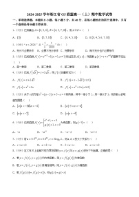浙江省G5联盟2024-2025学年高一上学期期中联考数学试卷