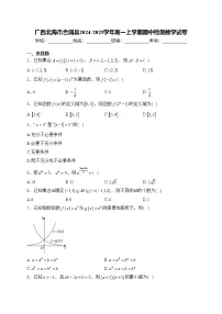 广西北海市合浦县2024-2025学年高一上学期期中检测数学试卷(含答案)