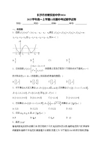 长沙市岳麓实验中学2024-2025学年高一上学期11月期中考试数学试卷(含答案)