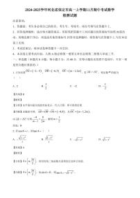 2024-2025学年河北省保定市高一上学期11月期中考试数学检测试题（含解析）