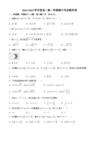 天津市西青区张家窝中学2024-2025学年高一上学期期中考试数学试卷(无答案)