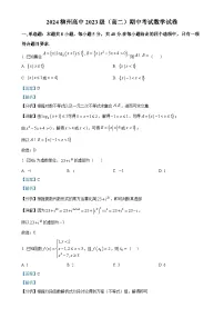 广西柳州高级中学柳南校区2024-2025学年高二上学期期中考试数学试卷（解析版）-A4
