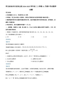 2025沧州运东五校高三上学期11月期中考试数学含解析