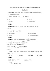 2024-2025学年浙江省G5联盟高一(上)期中联考数学试卷(解析版)