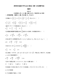 广东省深圳市高级中学2024-2025学年高三上学期高考第二次诊断考试数学试题（含答案）