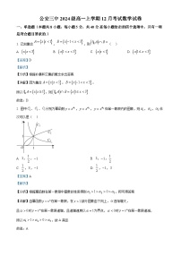 湖北省荆州市公安县第三中学2024-2025学年高一上学期12月月考数学试卷（Word版附解析）