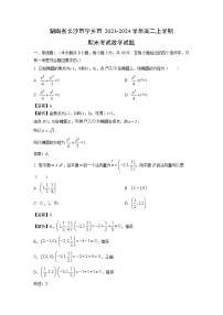 湖南省长沙市宁乡市2023-2024学年高二上学期期末考试数学试卷（解析版）