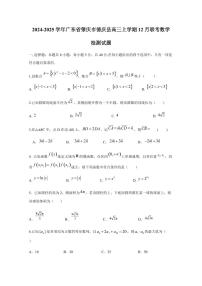 2024-2025学年广东省肇庆市德庆县高三上学期12月联考数学检测试题（含解析）