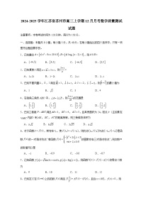2024-2025学年江苏省苏州市高三上学期12月月考数学质量测试试题（附解析）