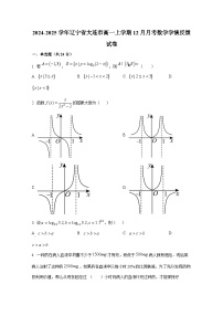 2024-2025学年辽宁省大连市高一上学期12月月考数学学情反馈试卷
