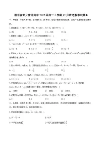 湖北省部分普通高中2025届高三上学期12月联考数学试卷（Word版附解析）