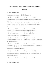 2024-2025学年广东省广州市高二上学期11月月考数学检测试卷（含解析）