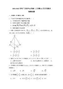 2024-2025学年广东省中山市高二上学期12月月考数学检测试题（含解析）