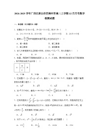 2024-2025学年广西壮族自治区柳州市高二上学期12月月考数学检测试题（含解析）
