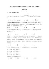 2024-2025学年安徽省六安市高二上学期12月月考数学检测试卷（含解析）
