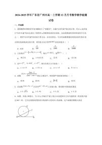 2024-2025学年广东省广州市高一上学期12月月考数学教学检测试卷（含答案）