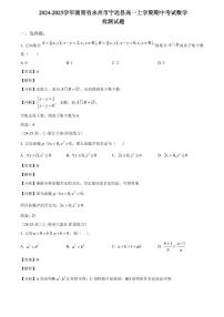 2024-2025学年湖南省永州市宁远县高一上学期期中考试数学检测试题（附解析）