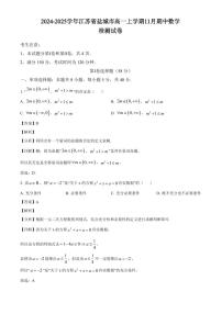 2024-2025学年江苏省盐城市高一上学期11月期中数学检测试卷（附解析）