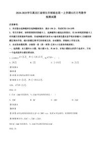 2024-2025学年黑龙江省绥化市绥棱县高一上学期12月月考数学检测试题（附解析）
