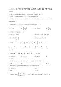 2024-2025学年四川省成都市高一上学期10月月考数学测试试卷（含解析）