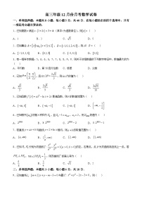 2025黄冈黄梅县育才高级中学高三上学期12月月考数学试题含答案