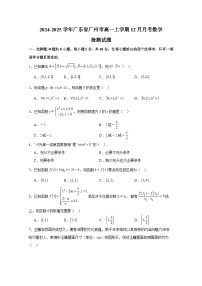 2024-2025学年广东省广州市高一上册12月月考数学检测试题（含解析）