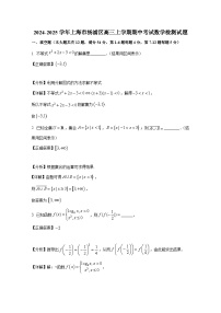 2024-2025学年上海市杨浦区高三上册期中考试数学检测试题（附解析）