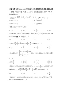 安徽省黄山市2024-2025学年高三上册期中数学质量检测试题