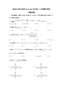 黑龙江省哈尔滨市2024-2025学年高三上册期中数学检测试题（含解析）