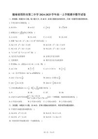 湖南省邵阳市第二中学2024-2025学年高一上学期期中数学试卷（含答案）