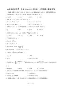 山东省济南市第一中学2024-2025学年高一上学期期中数学试卷（含答案）