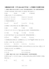 安徽省池州市第一中学2024-2025学年高一上学期期中考试数学试卷（含答案）