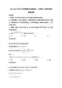 2024-2025学年山东省淄博市沂源县高二上册11月期中数学检测试题（附解析）