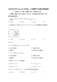 四川省自贡市2024-2025学年高一上册期中考试数学检测试题