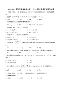 2024-2025学年河南省南阳市高一（上）期中质量评估数学试卷（含答案）