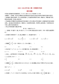 福建省厦门市2023_2024学年高二数学上学期期中试题无答案