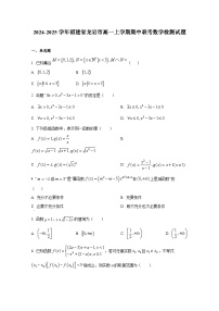 2024-2025学年福建省龙岩市高一上册期中联考数学检测试题