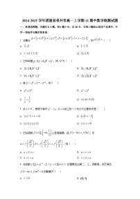 2024-2025学年福建省泉州市高一上册11期中数学检测试题