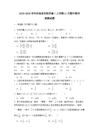 2024-2025学年河南省信阳市高二上学期11月期中数学检测试题（附解析）