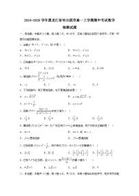 2024-2025学年黑龙江省哈尔滨市高一上学期期中考试数学检测试题（附解析）